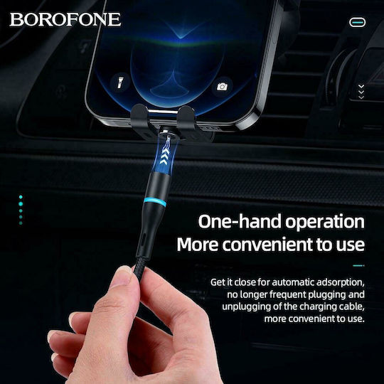 Borofone BU16 Braided / Magnetic USB to Lightning Cable Κόκκινο 1m