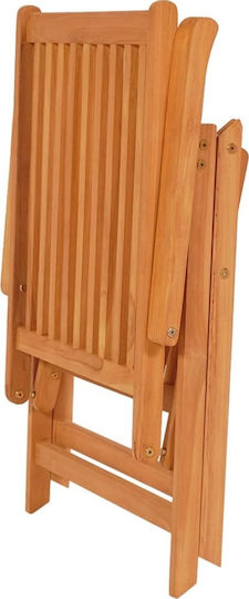 Outdoor-Stuhl Hölzernes Teak / Bordeaux mit Kissen 8Stück 57x71.5x109εκ.