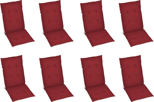 Outdoor-Stuhl Hölzernes Teak / Bordeaux mit Kissen 8Stück 57x71.5x109εκ.