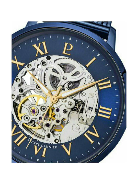 Pierre Lannier Ρολόι Αυτόματο με Μεταλλικό Μπρασελέ σε Μπλε χρώμα