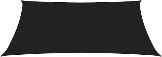 vidaXL Rectangular Shade Sail Black With Hoop & with PU Coating 3x4m Rectangle made of Oxford fabric