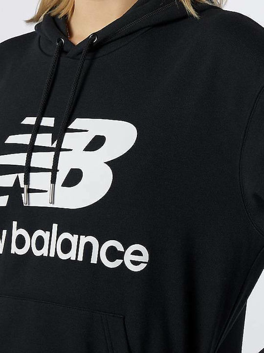 Essentials Stacked Logo Μακρύ Γυναικείο Φούτερ με Κουκούλα Μαύρο