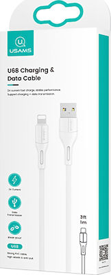 Usams U68 USB to Lightning Cable Λευκό 1m (SJ500USB02)