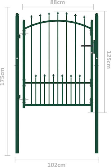 vidaXL Metal Fence Gate with Spears in Green Color 1.25x1.0m