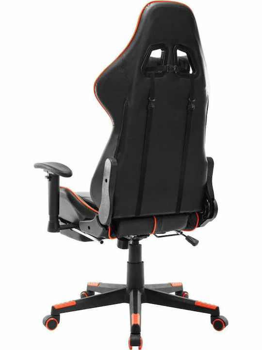 vidaXL 20516 Καρέκλα Gaming Δερματίνης με Ρυθμιζόμενα Μπράτσα και Υποπόδιο Μαύρο/Πορτοκαλί