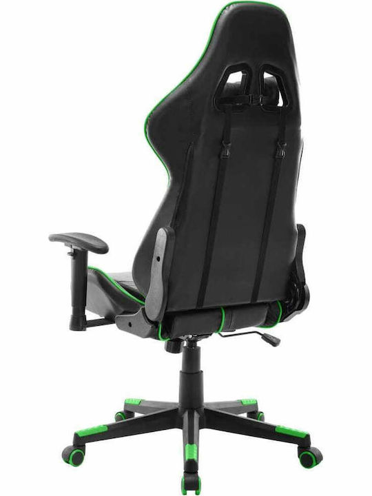 vidaXL 20505 Καρέκλα Gaming Δερματίνης με Ρυθμιζόμενα Μπράτσα Μαύρο/Πράσινο