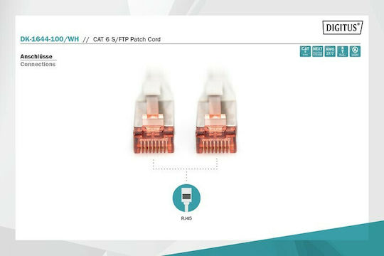 Digitus S/FTP Cat.6 Gigabit Network Cable Ethernet 10m White