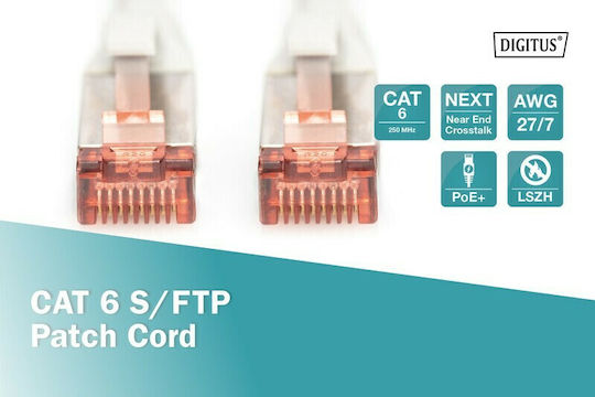Digitus S/FTP Cat.6 Gigabit Network Cable Ethernet 10m White