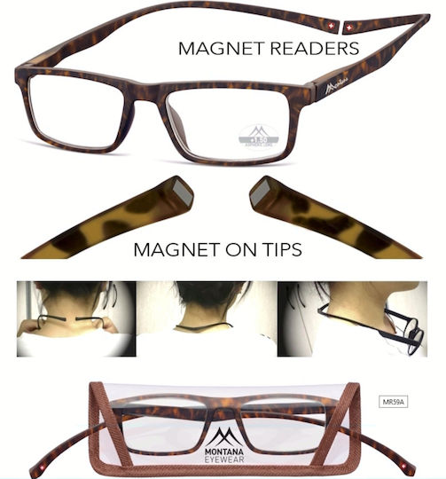 Montana Eyewear MR59 Reading Glasses +3.50 with Magnet in Brown color MR59A