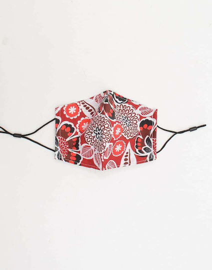 Pennie Red Bloom Βαμβακερή Μάσκα με Διπλό Ύφασμα 18x14cm Κόκκινο 1τμχ