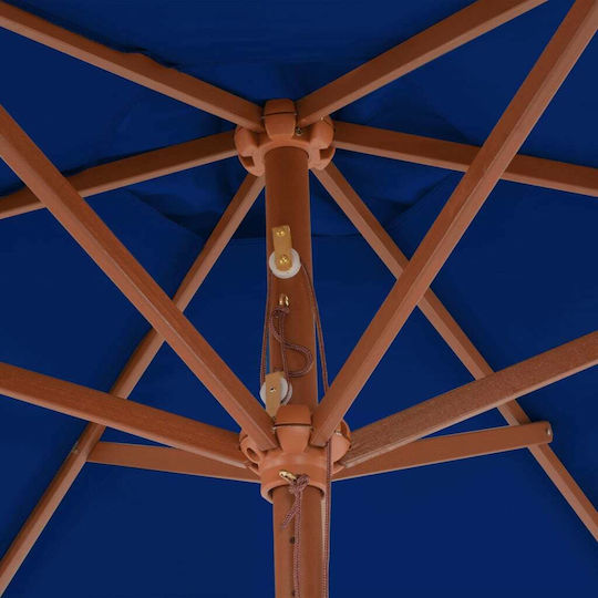 Square Wooden Blue Garden & Terrace Parasol 2.7x2.7m