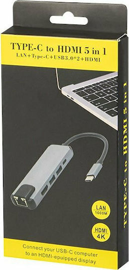 Blow USB-C Докинг станция с HDMI 4K PD Ethernet Черен (DM-86-060)