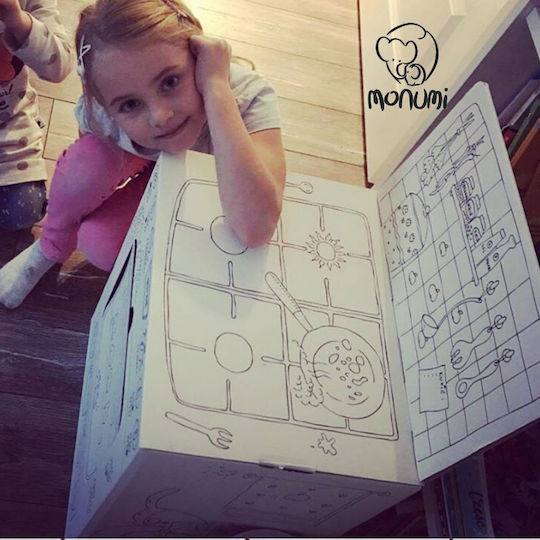 Monumi Боядисване Детска кухня XXL Kitchen Cooker от 3D бял картон за рисуване