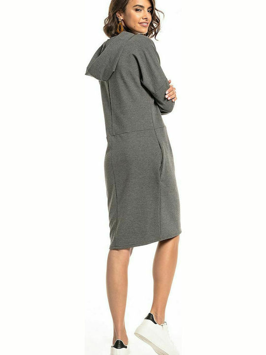 Tessita Midi Kleid mit Kapuze Gray