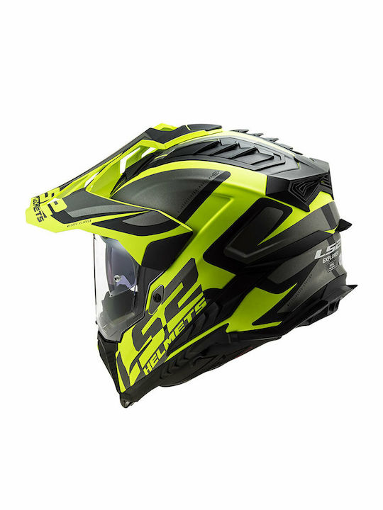 LS2 MX701 HPFC Explorer Alter Matt Black/H-V Yellow Motorradhelm Motocross ECE 22.05 46701 21 54