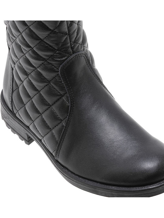 ABY Anatomice Ghete Copii din Piele cu Fermuar Negre