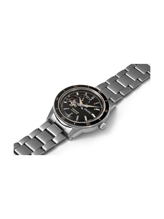 Seiko Presage Basic Line Ανδρικό Ρολόι 40.8mm Χρονογράφος Αυτόματο με Ασημί Μεταλλικό Μπρασελέ