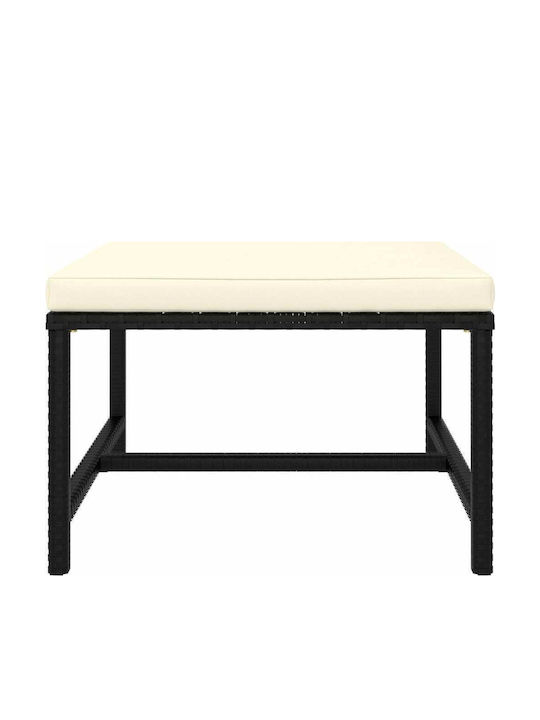 Metallischer Gartenhocker mit Kissen Schwarz / Creme Weiß 60x60x32cm
