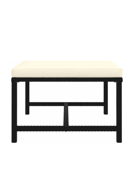 Metallischer Gartenhocker mit Kissen Schwarz / Creme Weiß 60x60x32cm