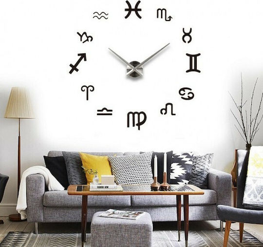 Do It Yourself With Zodiac Signs Wall Clock Sticker Plastic Black Ø70cm