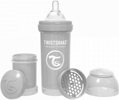 Twistshake Set aus Plastikflaschen Pastel Gegen Koliken mit Silikonsauger für 0+, 0+ m, Monate Grey 330ml 2Stück