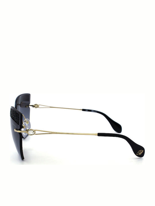 Blumarine Women's Sunglasses with Gold Metal Frame and Purple Lens SBM137S 0300