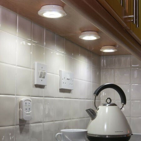 LED Light Spot for Cabinets with Battery Powered and Remote Control 3pcs