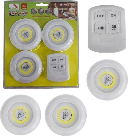 LED Light Spot for Cabinets with Battery Powered and Remote Control 3pcs