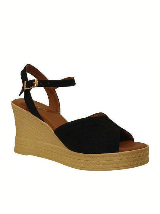 Irene 125-140 Women's Suede Ankle Strap Platforms Black