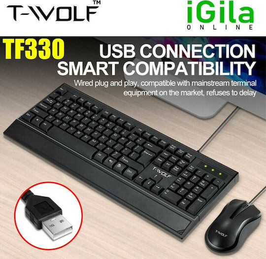 T-Wolf TF330 Tastatur & Maus Set Englisch UK