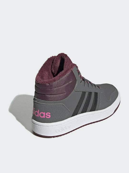 Hoops Hoops 2 Kids Sports Shoes Basketball with Laces Grey Five / Core Black / Screaming Pink