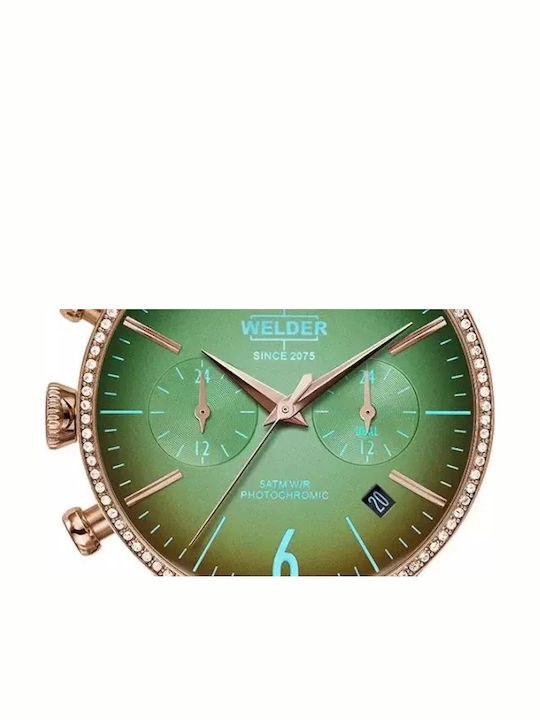 Welder Moody Γυναικείο Ρολόι 38mm Χρονογράφος Μπαταρίας με Ροζ Χρυσό Μεταλλικό Μπρασελέ
