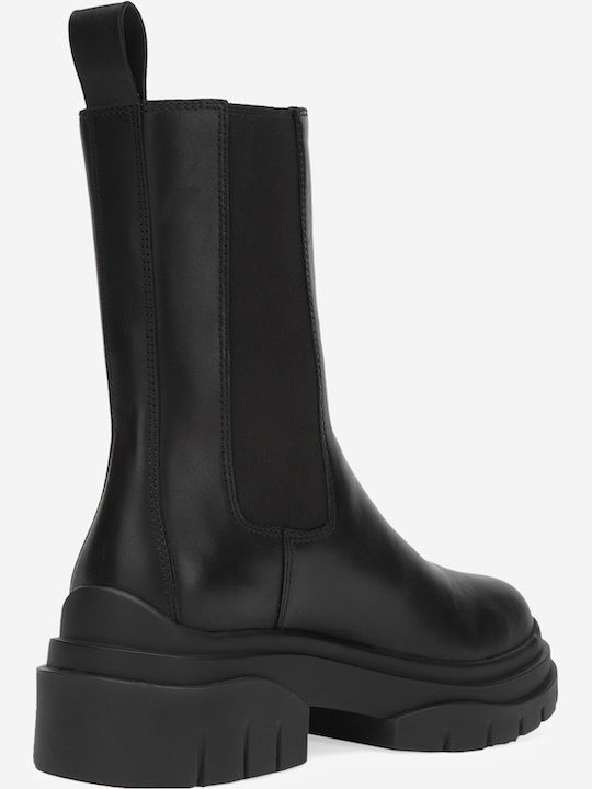 Storm Leder Damen Chelsea Stiefeletten mit mittlerem Absatz Schwarz