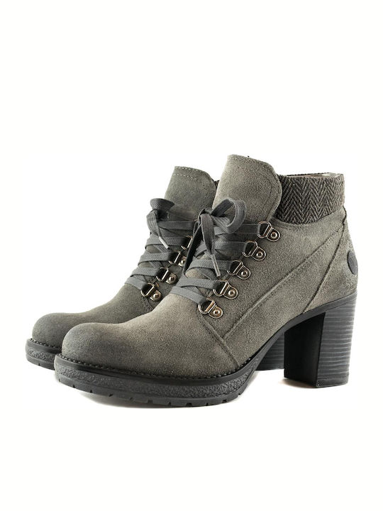 Love4shoes Suede Women's Ankle Boots with High Heel Gray