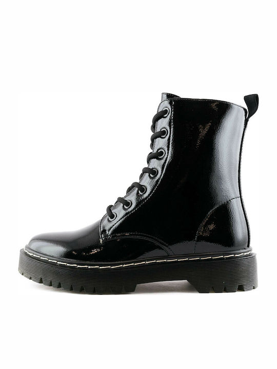 260-0004 Stiefeletten Damen aus Lackleder Schwarz