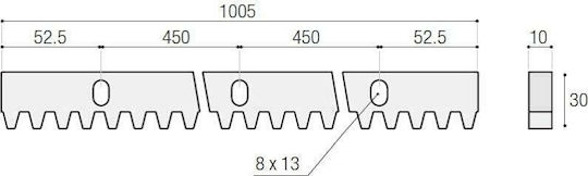 Metal Gear Rack for Garage Door Motor 1m Γαλβανιζέ