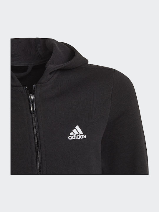 Athletic Kids Sweatshirt Cardigan Cotton with Hood Black Essentials