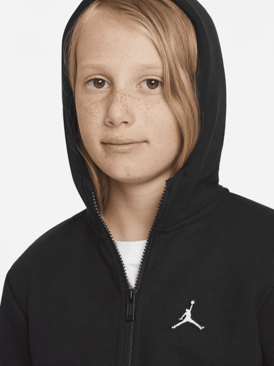 Athletic Kids Cardigan Cotton with Hood Black Essentials