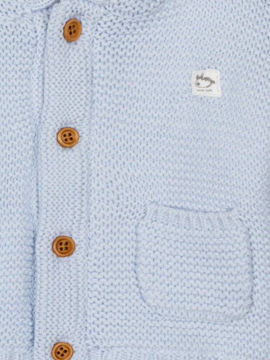 Kids Knitted Cardigan with Hood Light Blue