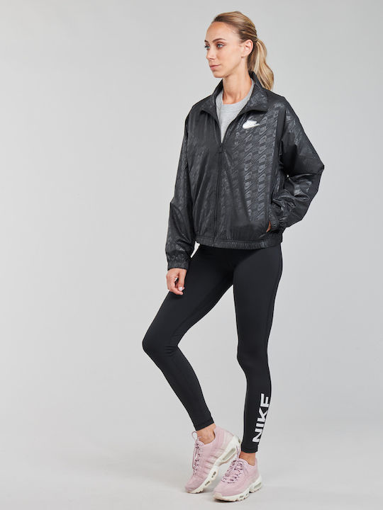 Nike Γυναικείο Αθλητικό Μπουφάν Αντιανεμικό Μαύρο