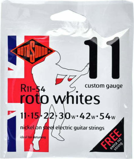 Rotosound Roto Whites Set of Electric Guitar Strings Nickel Plated Steel 11 - 54
