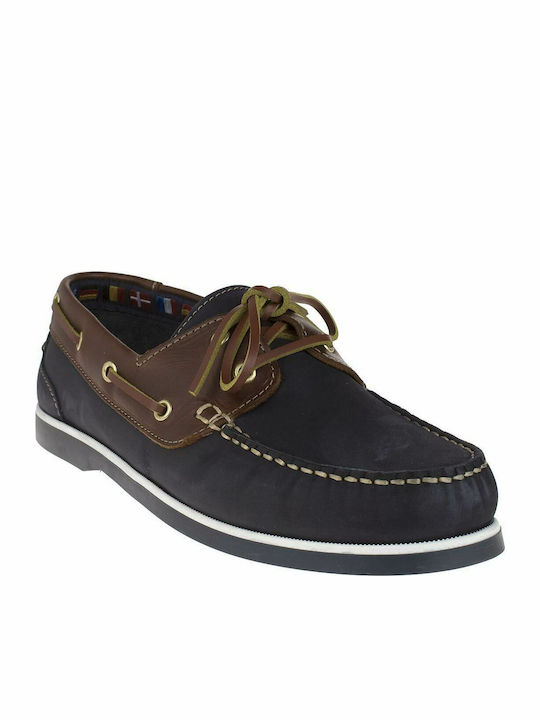 Ace 211 Men's Leather Boat Shoes Blue