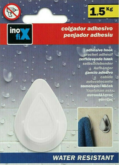 Inofix Άγκιστρο Μπάνιου Μονό με Αυτοκόλλητο 5.2x1.6cm Λευκό Inofix Άγκιστρο Μπάνιου Μονό με Αυτοκόλλητο 5.2x1.6cm Λευκό