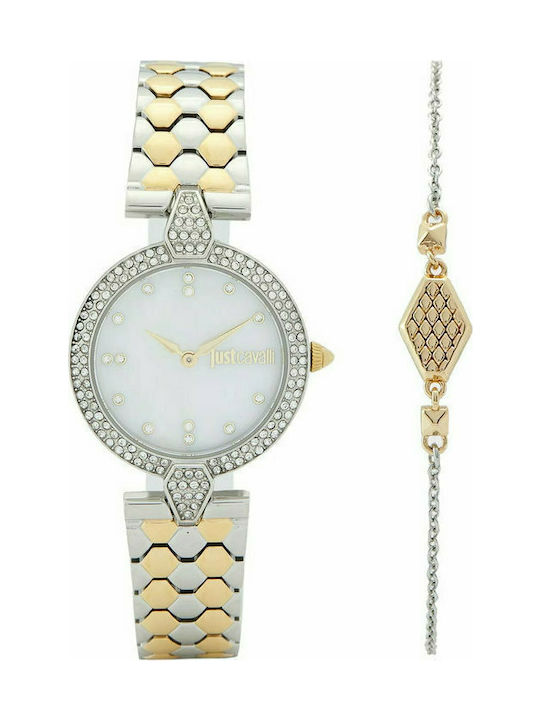 Just Cavalli Glam Chic Watch with Metal Bracelet Silver / Gold