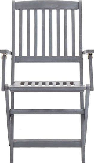 Scaun de exterior Lemn Patină gri / Pernă gri cu pernă 2buc 54x57x91cm