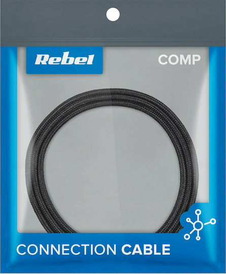 Rebel Rebel Cablu USB 2.0 Braided USB-C Masculin - USB-A Negru 2m RB-6001-200-B