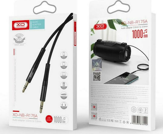 XO 3,5mm Klinkenkabel mit 3,5mm Stecker - Schwarz 1m mit Vergoldeten Anschlüssen