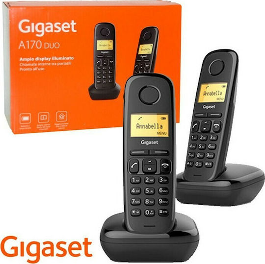Gigaset A170 Ασύρματο Τηλέφωνο Duo με Ελληνικό Μενού Μαύρο