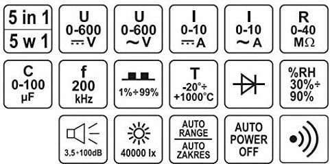 Yato Multimetru digital cu Măsurare AC / DC / Rezistență / Capacitate / Temperatură YT-73087