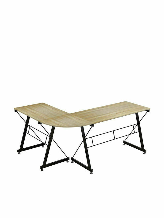 Birou Colțar De Calculatoare Sonama Din Lemn Sonoma Negru Cu Picioare Metalice 158x120x74cm
